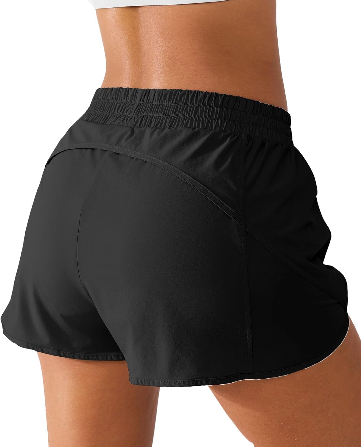 BRXL Mid Waisted Running 2 in 1 Shorts for Women Lightweight Split Hem Gym Athletic Shorts with Liner Phone Pockets - Image 2
