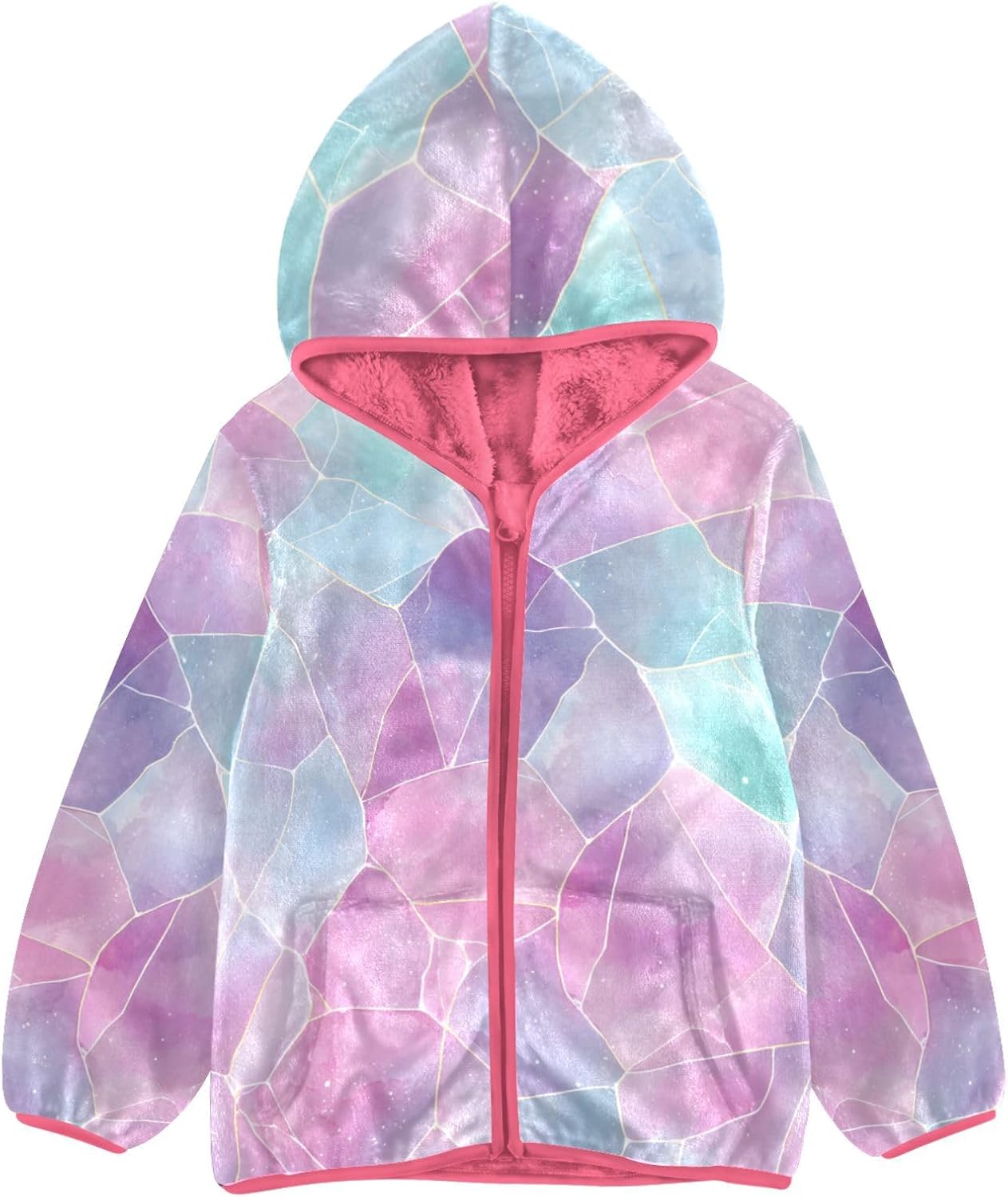 ALAZA Gradient Pattern Hoodie Jacket for Girls Toddler Fleece Zip Up Coat Plush Jacket Long Sleeve Outerwear for 3 Years