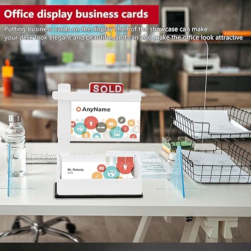 Miniatura 3 de Estante de exhibición de tarjetas de visita, soporte para tarjetas de visita de bienes raíces, soporte de madera para suministros de agente
