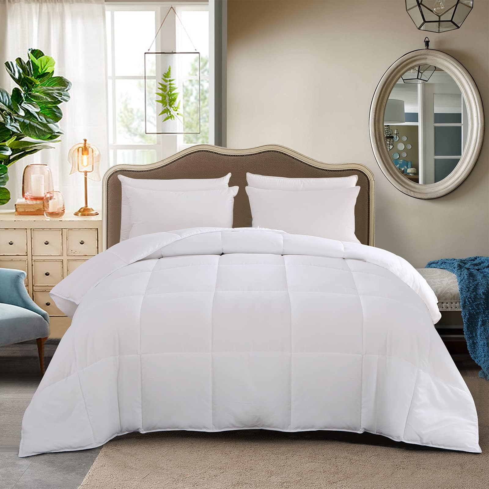 LESNNCIER Twin Down Alternative Comforter Duvet Insert All Seasons Ultra Plush Microfiber Fill Goose Down Alternative Comforter Machine Washable