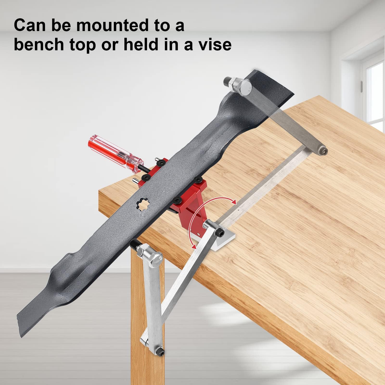 Afilador de cuchillas para cortacésped, herramienta de afilado de cuchillas para cortacésped ajustable de 15°-45°, kit de herramientas de soporte equilibrador de afilado portátil profesional para
