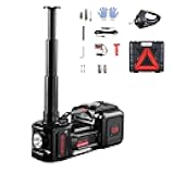 Electric Car Jack, 5 Tons /11000 lbs, Scissor Jack with Built-in Inflator, 12V Tire Change Replacement with Impact Wrench & LED Light, Portable Jack kit for Sedan, SUV, Truck