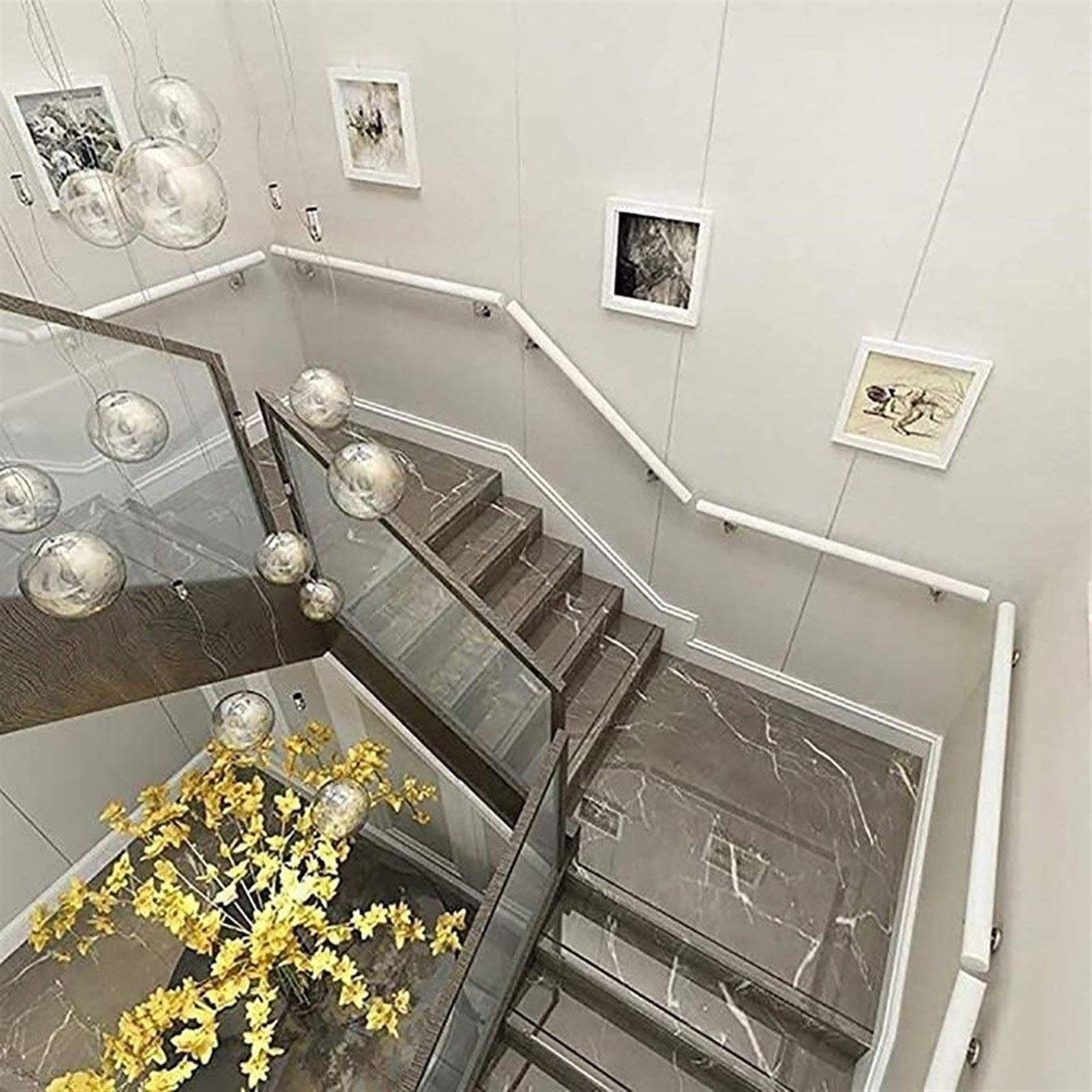 Corrimano per scale, ringhiera per scale di sicurezza antiscivolo in legno bianco, barra di supporto per anziani per loft interno contro il muro, 0,5 m-6 m antiscivolo (dimensioni: 3,5 M(11,5FT)) (5
