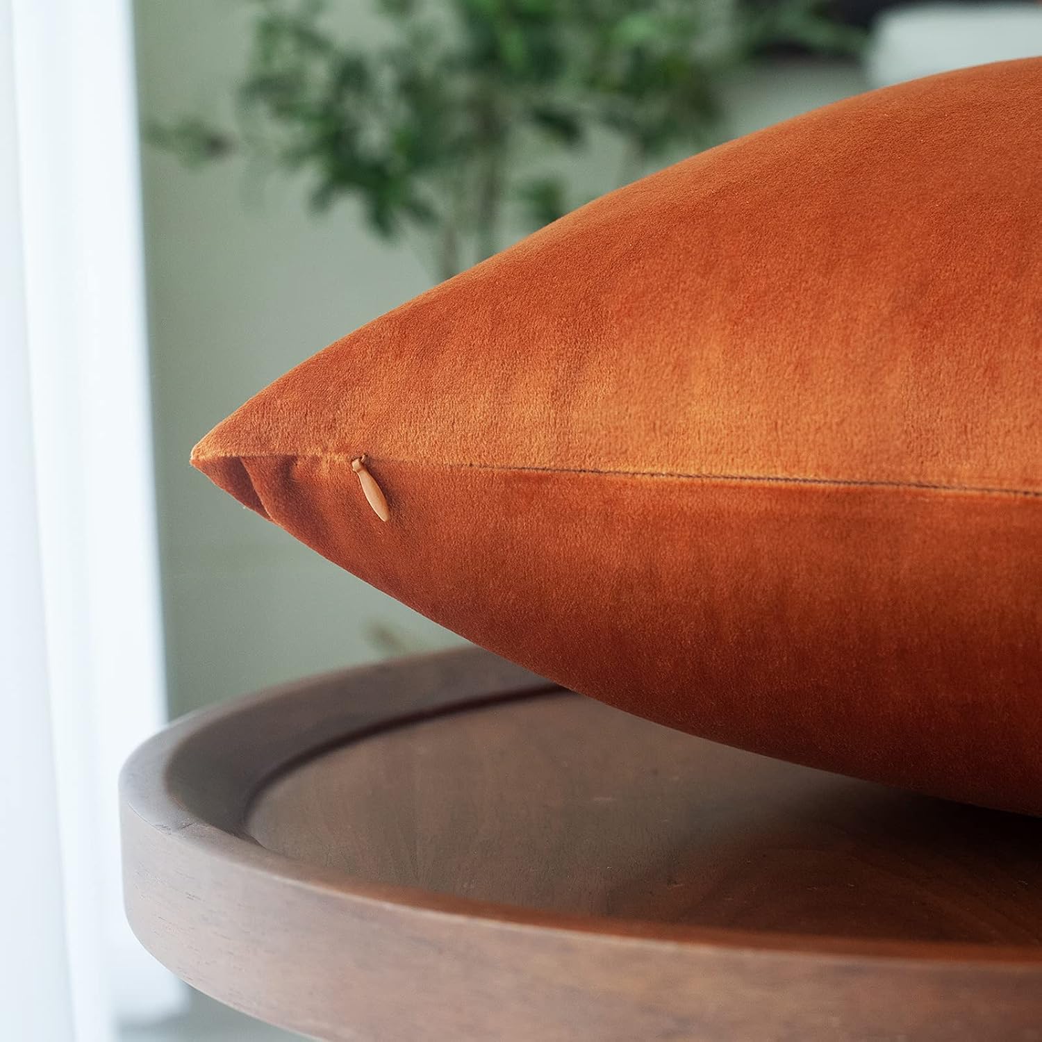 MUDILY One Piece Velvet Soft Decorative Square Throw Pillow Covers Cushion Case Decor Handmade Pillowcases for Chair Bedroom Sofa Car, Orange Red 24 x 24 Inch 60 x 60 cm