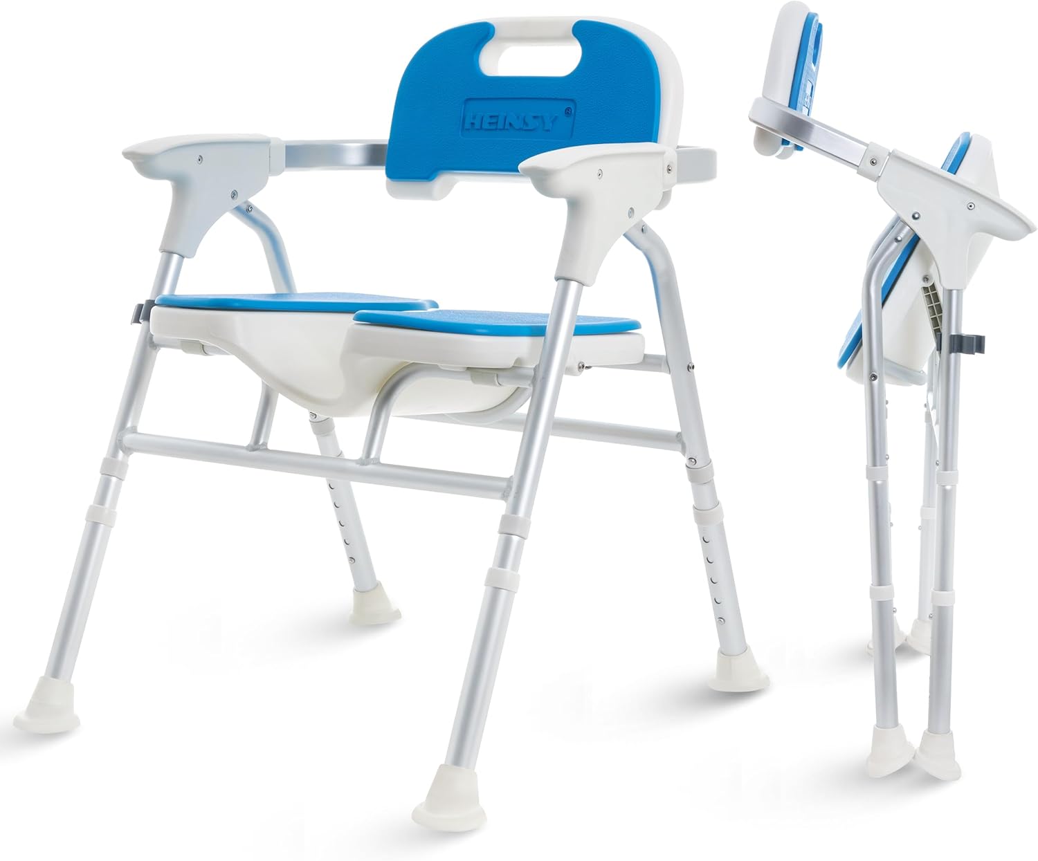 Foldable Upgraded Shower Chair with Armrests and Back,Heavy Duty Folding Bathtub Chair with Thicker Shower Seat for Elderly,Handicap,Disabled, Seniors & Pregnant,Supports Up to 400 lbs.(Blue) Blue(Upgraded)