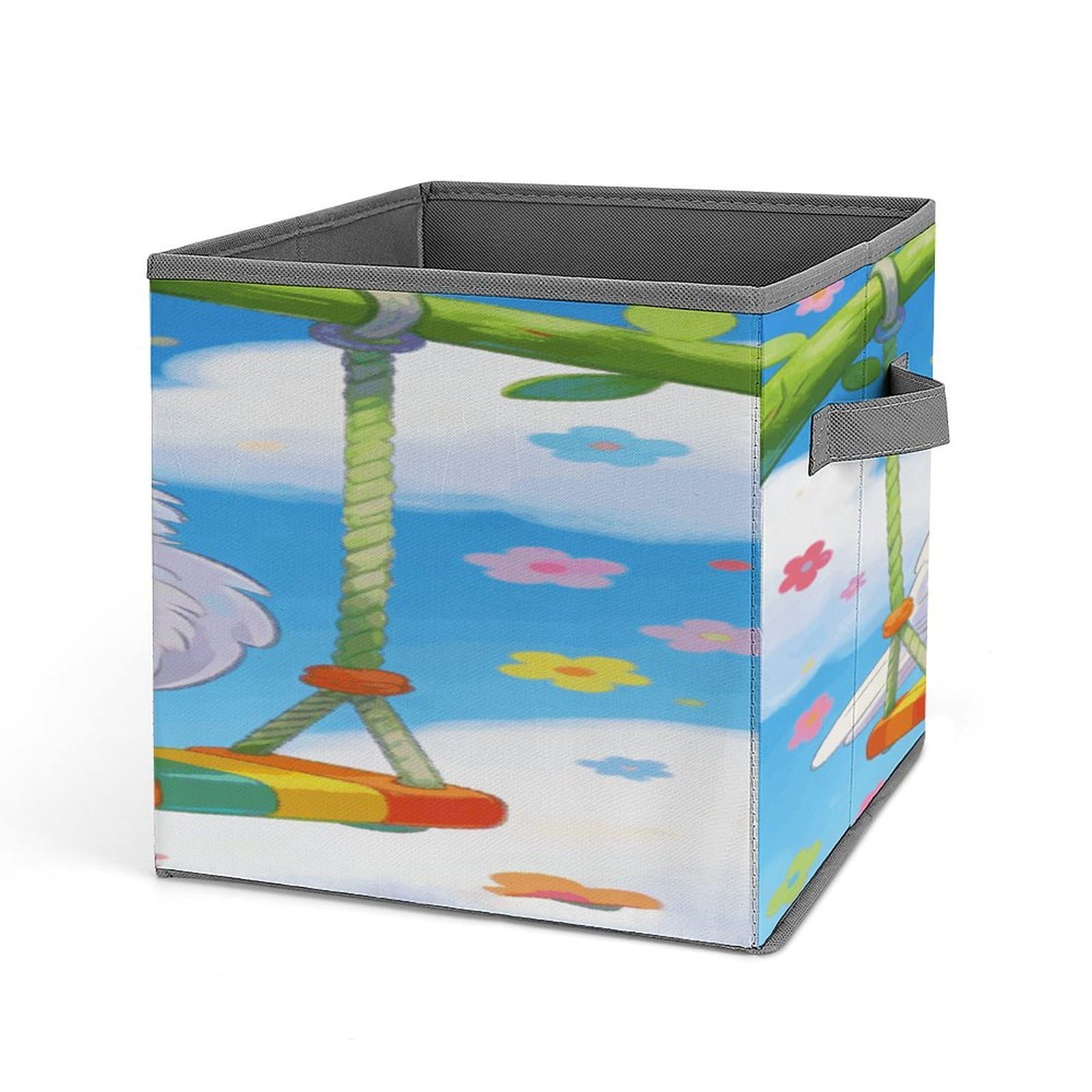The Spring Leisurely Stroll of A Little White Parrot Storage Bin Collapsible Storage Cubes Organizer Oxford Cloth Storage Box with Dual Handles Large Stackable Closet Storage Bins for Sheets Hat Sweat