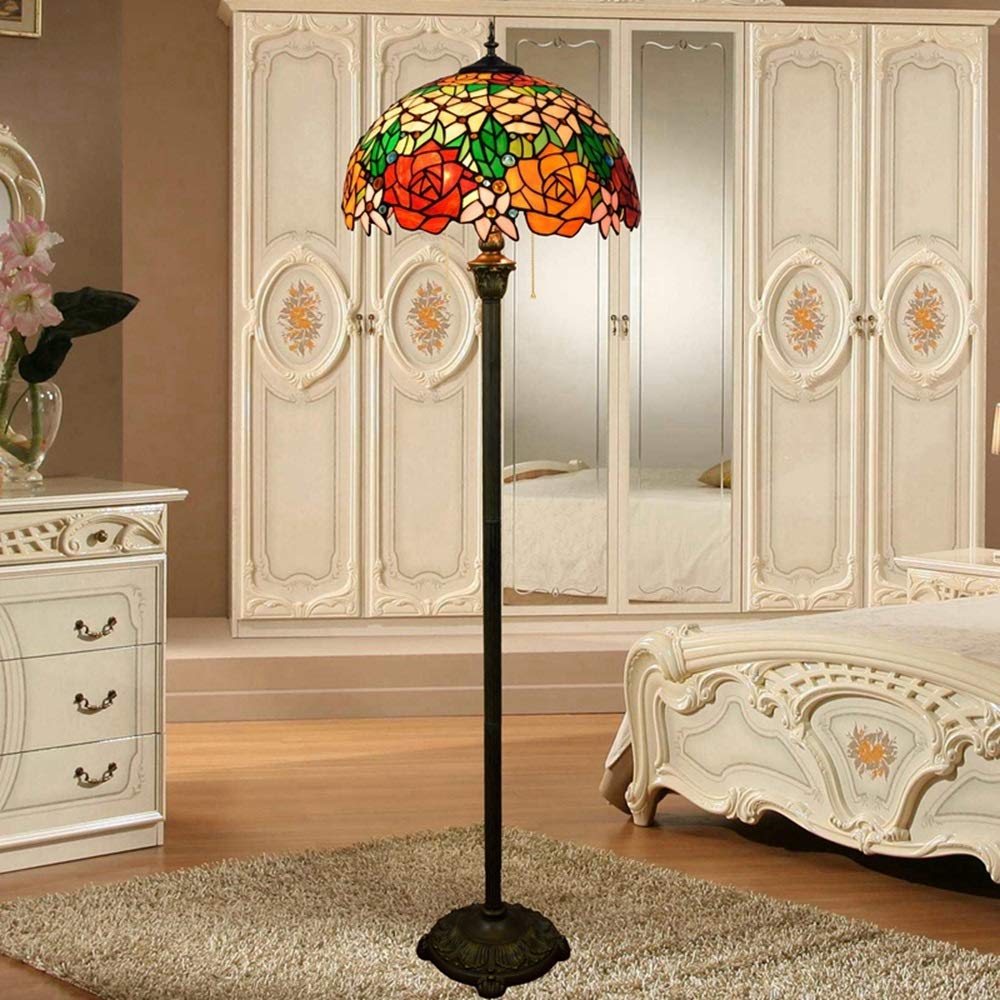 Lampa Podłogowa Tiffany,Stojąca,Do Czytania,16 Cali,Styl Europejski,Wysokiej Jakości,Wielokolorowa,Różowa,Szklana Lampa Podłogowa,Czysta,Pionowa Lampa Do Czytania,Do Gabinetu