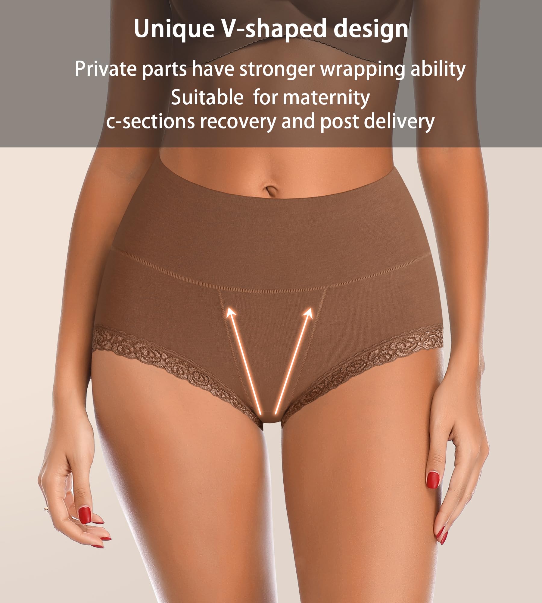 Women's Cotton Underwear,Ladies Soft Stretch Tummy Control Comfy No Muffin Panties Boyshorts: Multicoloured 6 Medium
