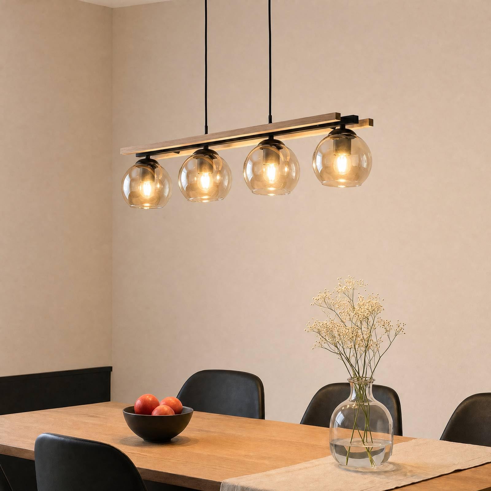 Lindby Lámpara colgante Enrique (Moderno) en Marrón hecho de Vidrio e.o. para Salón & Comedor (4 llamas, E27) lámpara vidrio mesa comedor