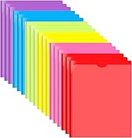 Vista 1 de INFUN Carpeta de bolsillo de plástico resistente con puntas y bolsillo frontal transparente, paquete de 18, carpetas de 3 puntas con bolsillos