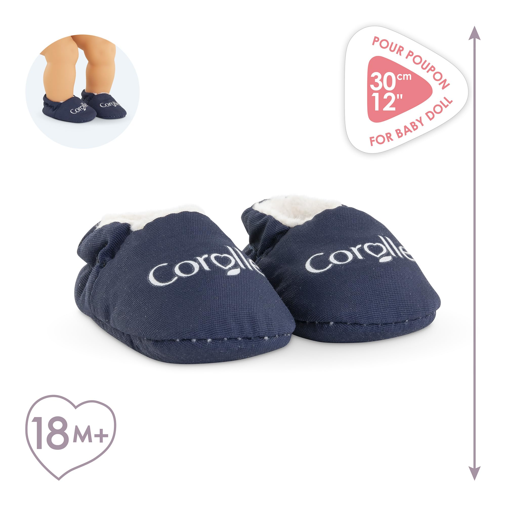 Corolle - Granatowe kapcie, na 30 cm, od 18 miesięcy, 9000111120