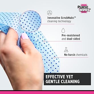 SneakERASERS: PurseWIPES Purse Cleaner Wipes - Portable Leather Wipes for Bags, Purses, and Backpacks, Dirt and Scuff Remover with Innovative ScrubNubs, Perfect for Quick Cleaning, (28 wipes)