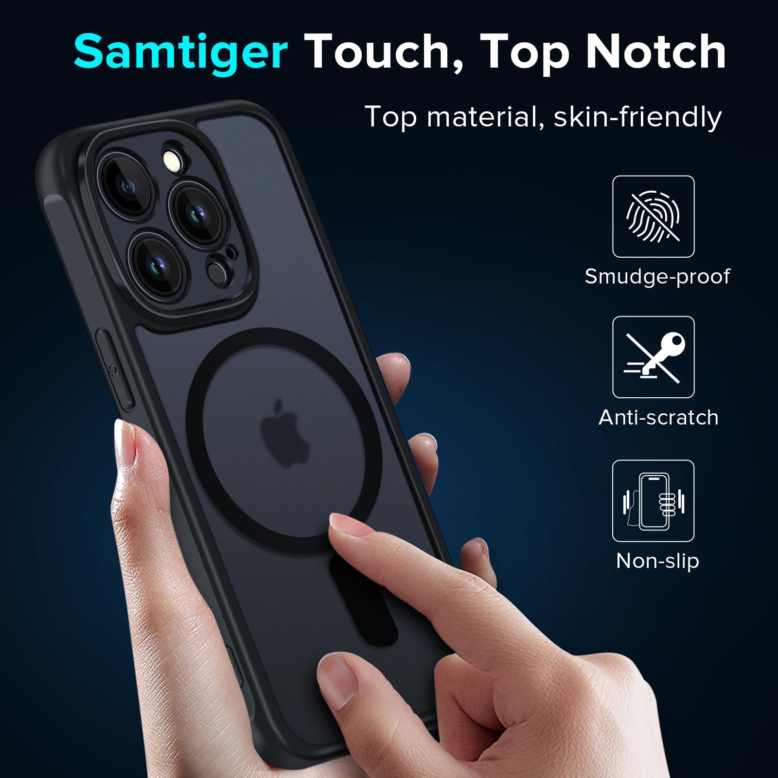 ivoler Magnetyczne etui do iPhone'a 15 Pro 6,1 cala, [kompatybilne z ] z 2 szklanymi ochraniaczami ekranu [odporne na wstrząsy ochrona klasy wojskowej] smukłe, twarde, półprzezroczyste, matowe