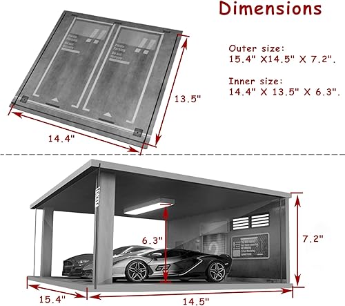 Miniatura 5 de Vitrina de coche modelo a escala 118  vitrina de garaje de coche 118 con cubierta de acrílico transparente e iluminación LED para automóviles