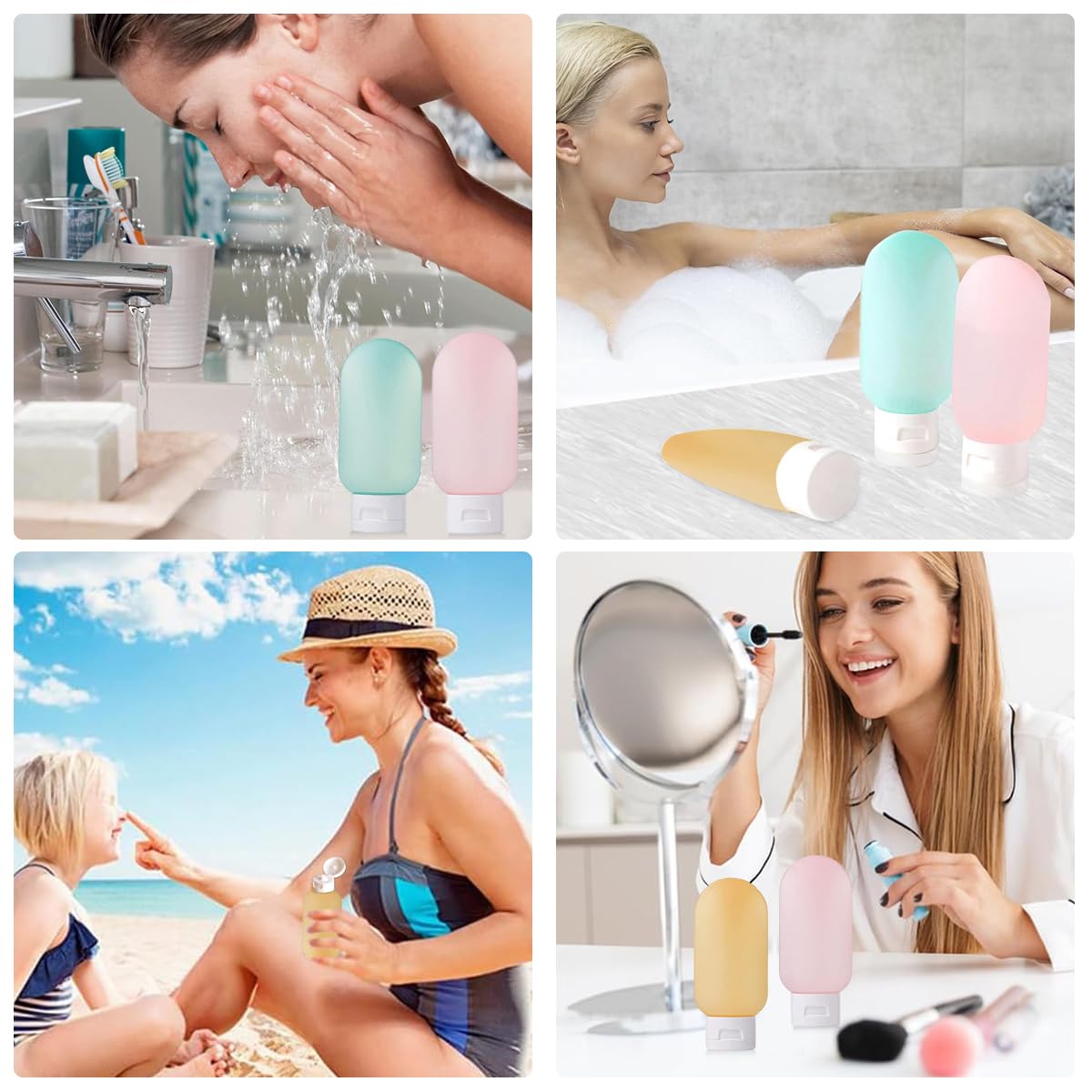 MAYCREATE® Travel Bottles for Toiletries 3pcs Set,60ml Travel Toiletry Bottles,Small for Refillable Leakproof Squeeze Containers with Lids Shampoo Lotion BPA-Free - Image 6 thumbnail