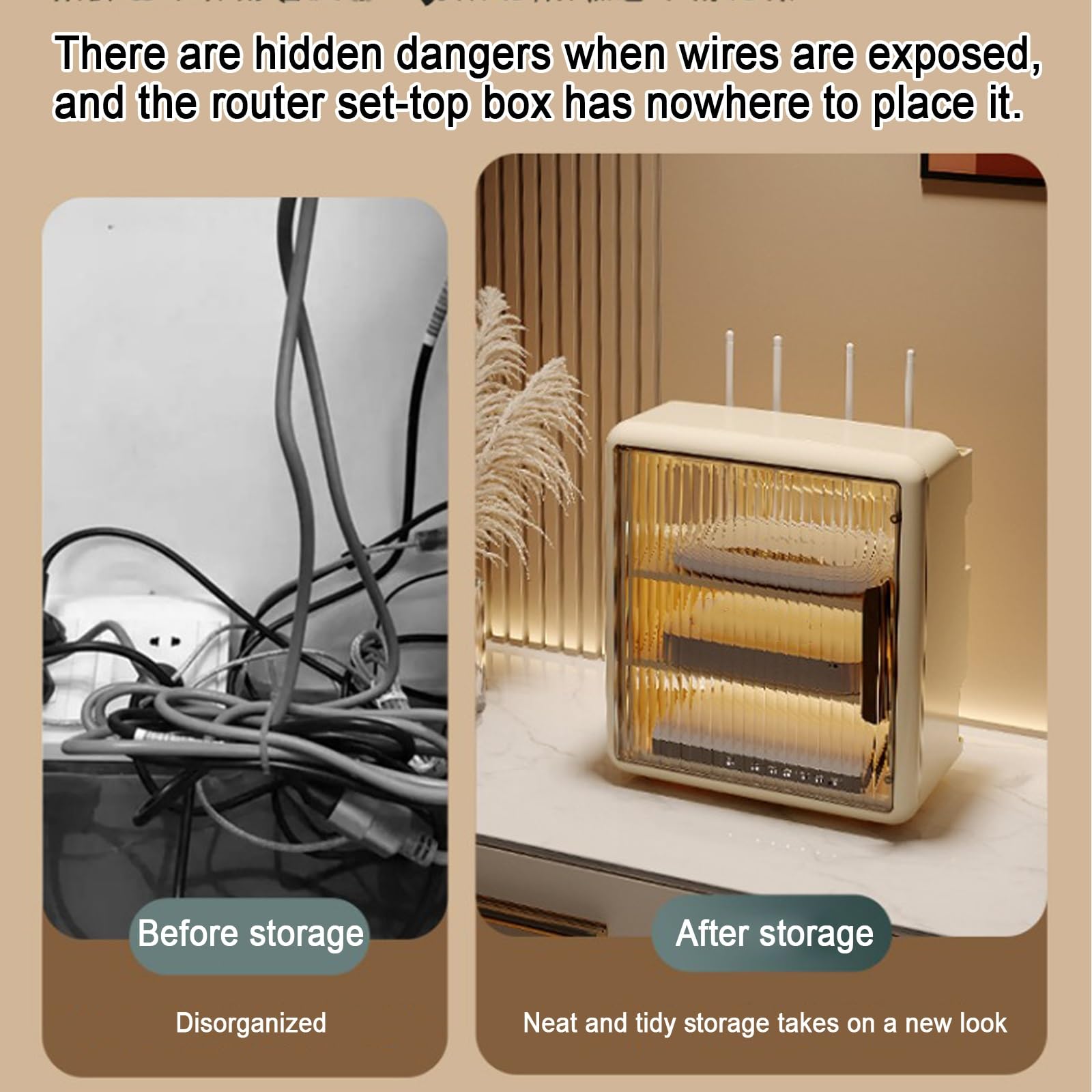 Organisateur de routeur WiFi multicouche avec gestion des câbles, cache les câbles, multiprise et routeur pour une installation soignée à la maison et au bureau