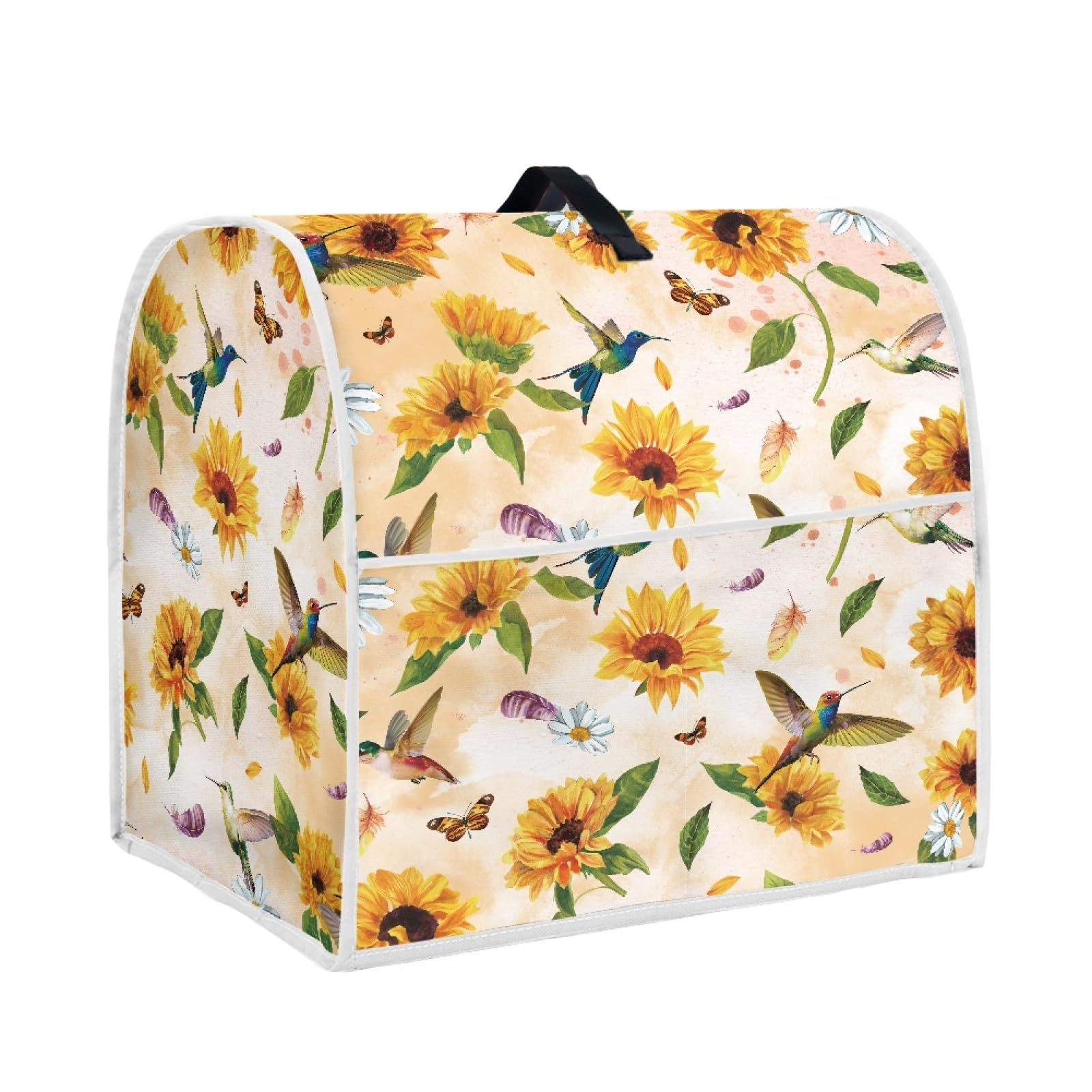 TOADDMOS Sunflower Hummingbird Butterfly Print Stand Mixer Cover Compatible with 4.5-5 Quarts,Dust Cover Kitchen Aid Mixer Cover with Pockets