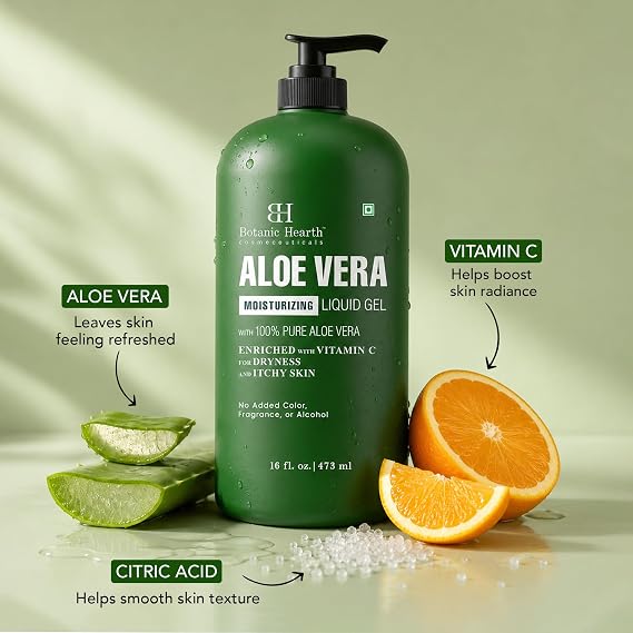 Botanic Hearth 100% Pure Aloe Vera Moisturizing Liquid Gel 16 fl. oz