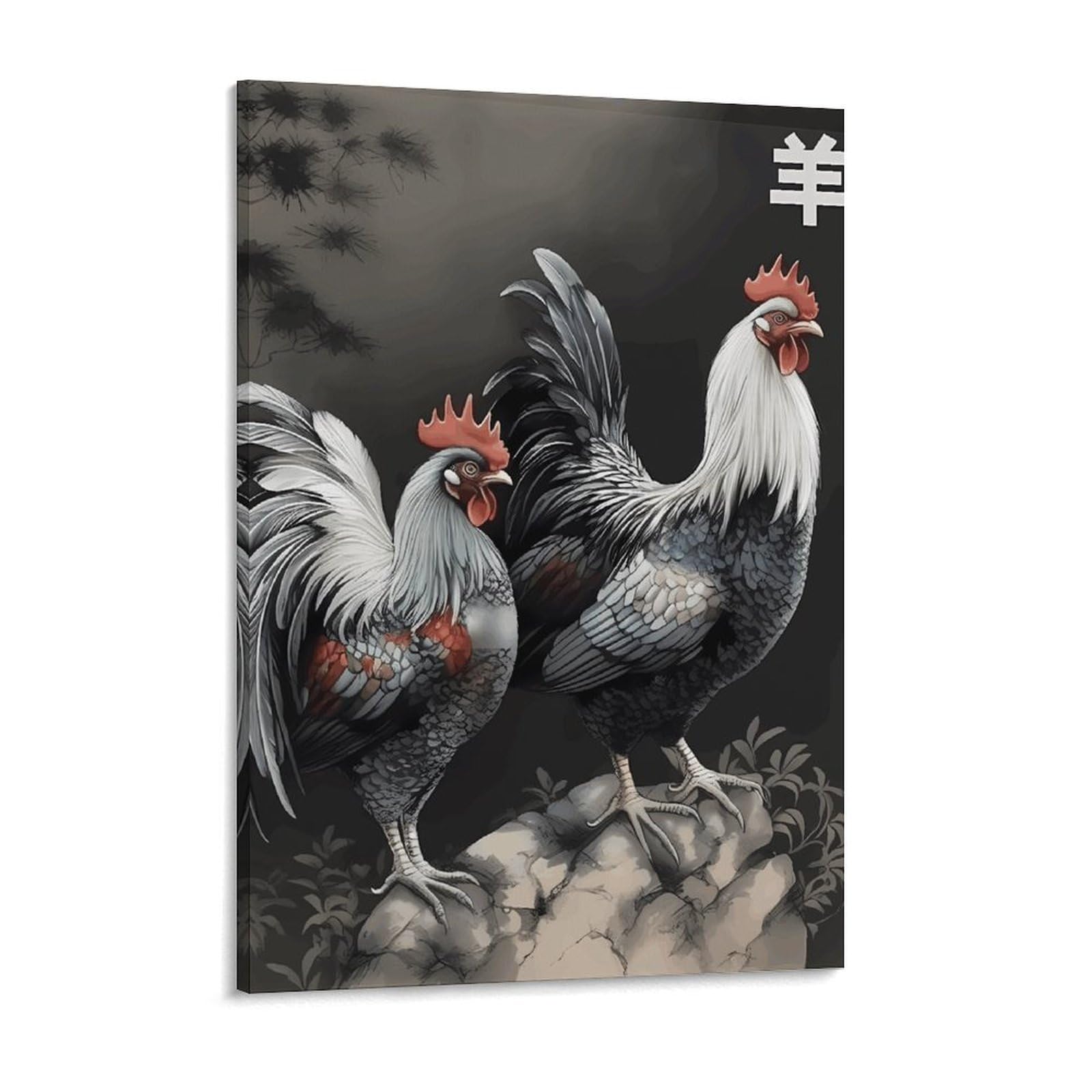 Rooster Pattern Canvas Wall Art for Bedroom 12x16inch Canvas Prints Artwork for Walls Modern Picture Artwork Painting for Living Room Aesthetic Wall Paintings for Bathroom Kitchen Office Deco