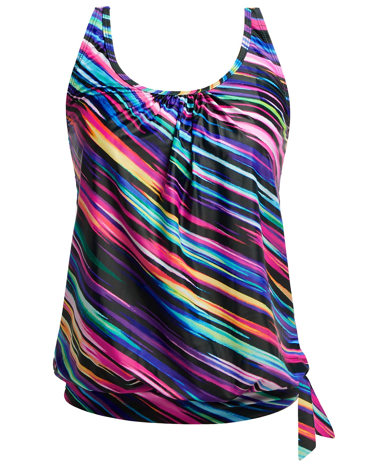 Yonique Womens Blouson Tankini Swim Top Loose Fit Strappy Bathing Suit