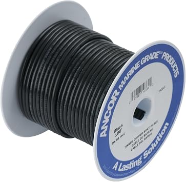 Ancor 116005 Tinned Copper Battery Cable, 1/0 AWG 50mm2, Black - 50ft