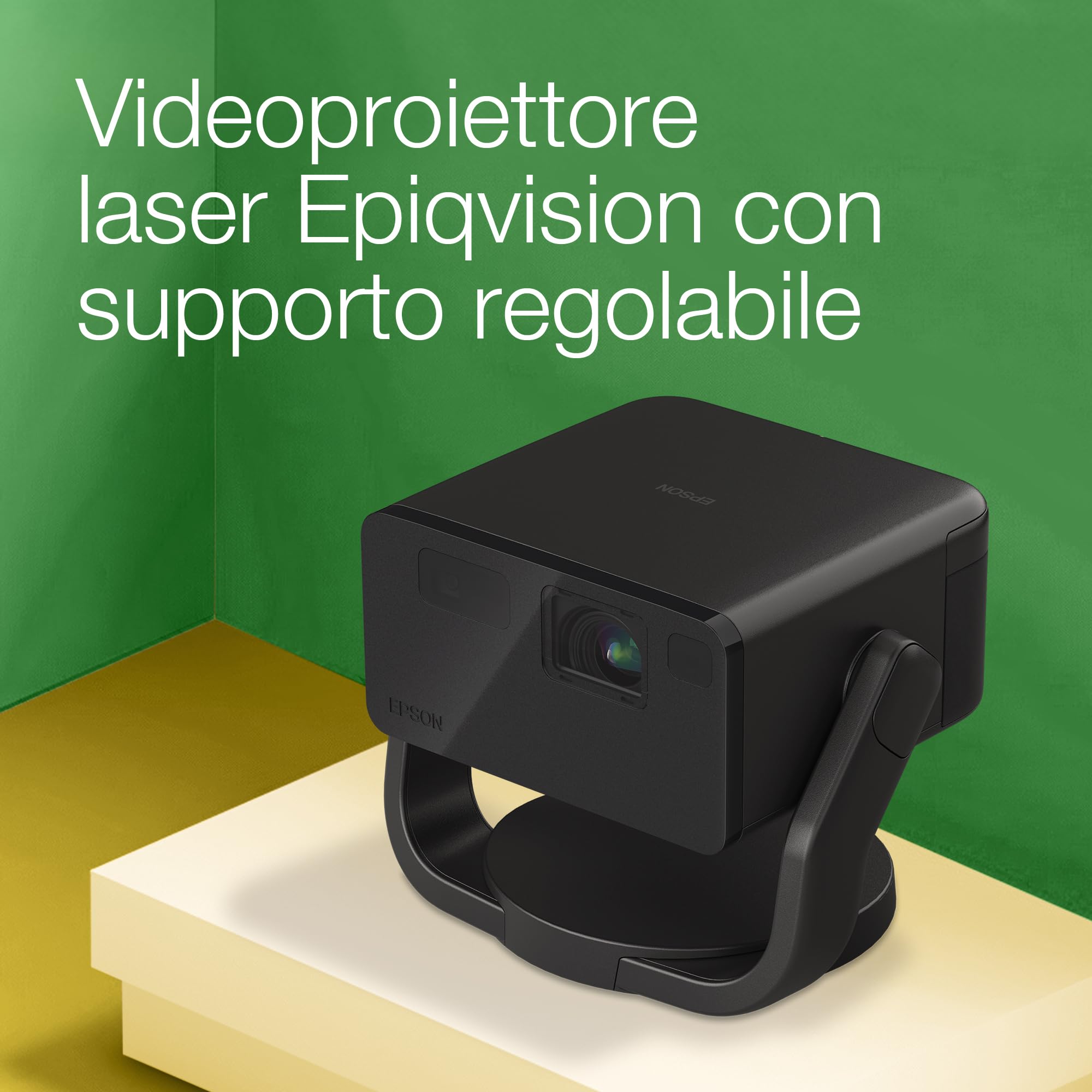 Epson EF-22B | Mini videoproiettore laser portatile Full HD | Google TV | Altoparlante Bluetooth da 5W | Tecnologia 3LCD | 1.000 lumen | Display 150 pollici | Uso interno/esterno | Nero metallizzato