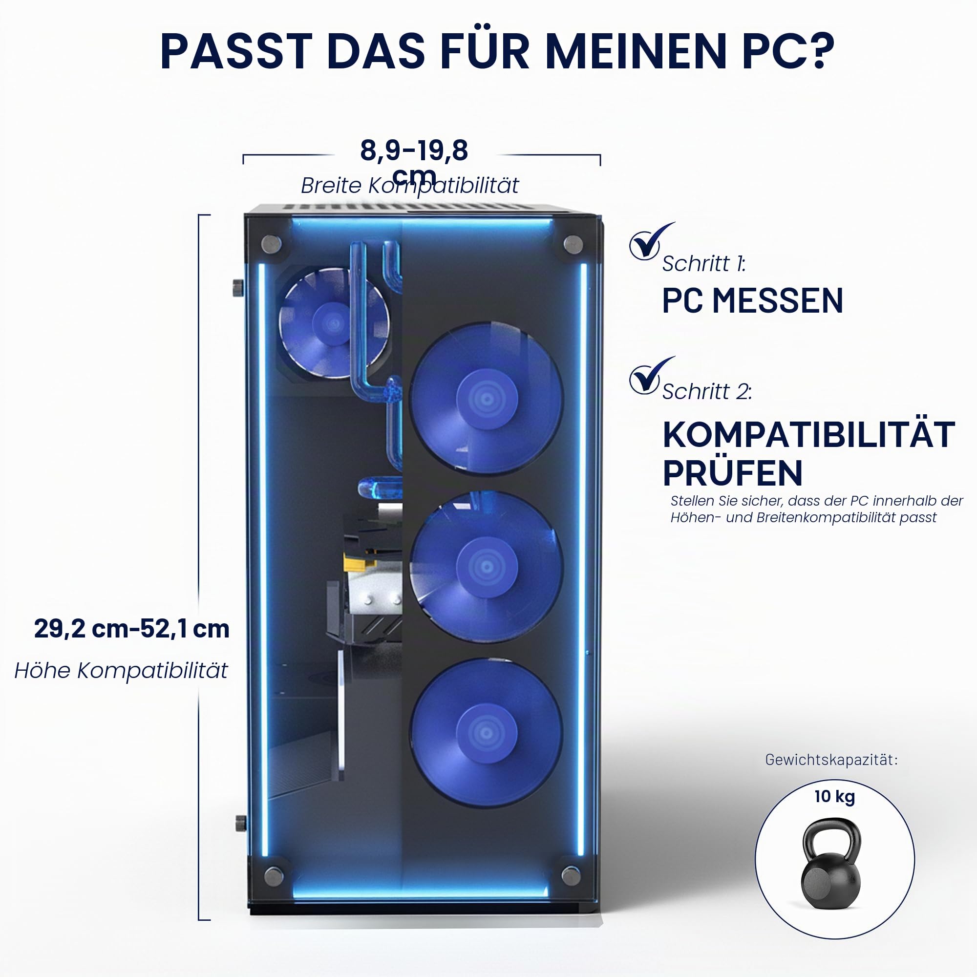 VIVO Verstellbare Tischbein-PC01C Halterung zum Festklemmen unter dem Schreibtisch, PC-Halterung, Computergehäuse, CPU-Halterung mit werkzeugloser Installation, Schwarz, MOUNT-PC01C