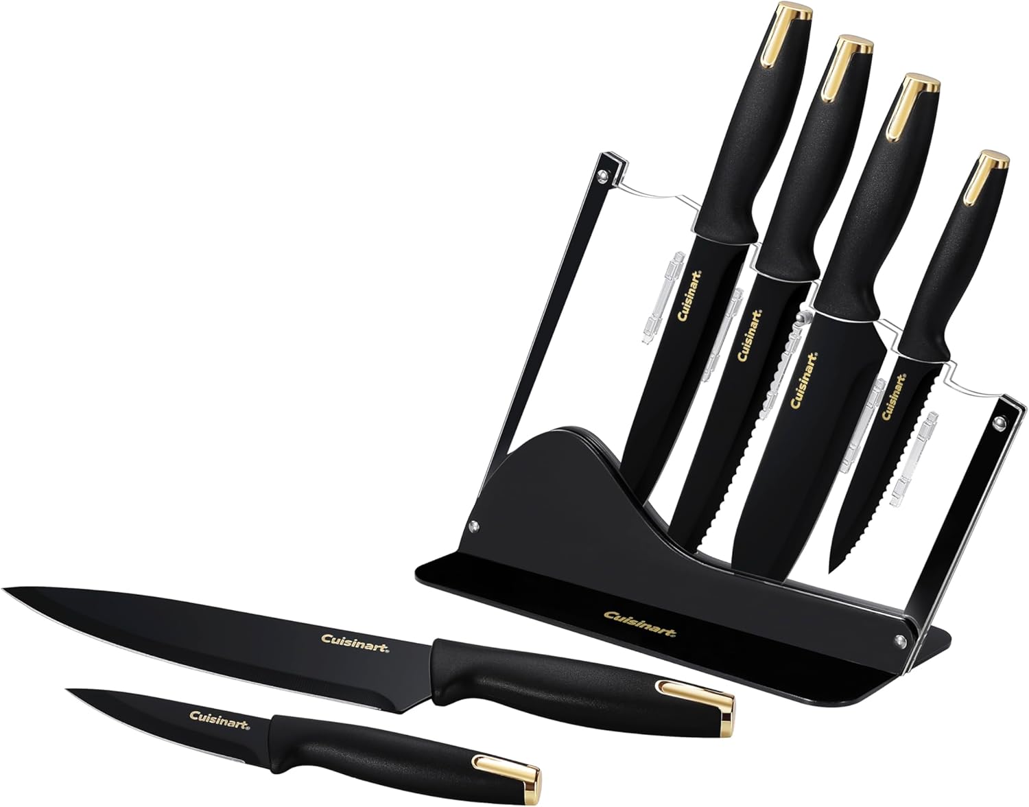 Cuisinart Advantage Nonstick Ceramic-Coated Knife Set, 7-Piece Acrylic Block Stainless Steel Knives for Precise Cutting, Durable Kitchen Knife Set with Ergonomic Handles, G1042-7BG