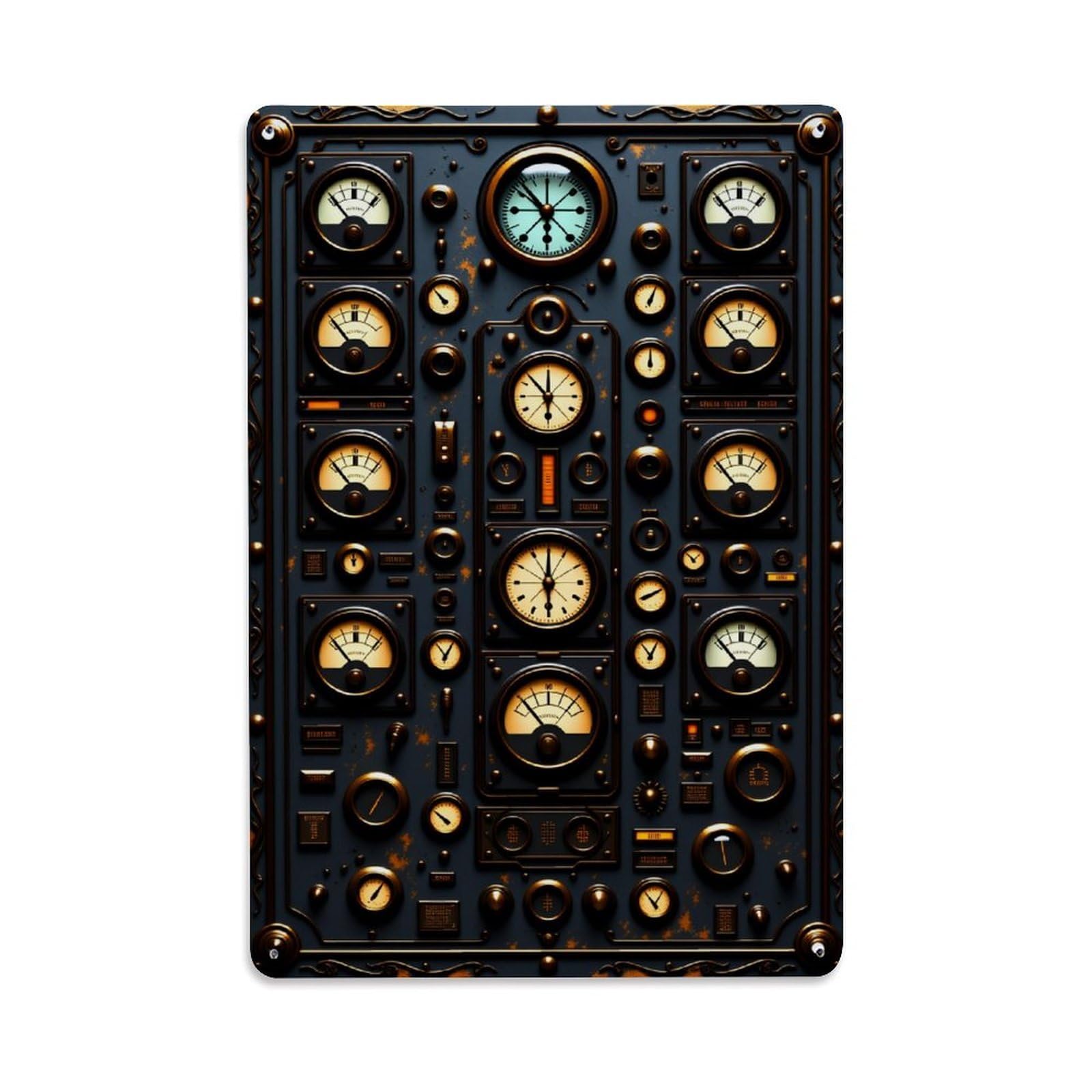 Ndieha Vintage Steampunk Control Panel Design Tin Sign Metal Poster Retro Bar, Home, Man Cave, Kitchen, Laundry Room Wall Art Decor Gift 8X12 Inch
