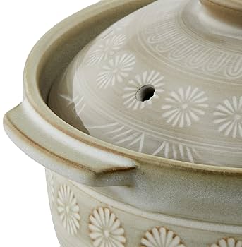 Amazon｜萬古焼 銀峯 花三島 特深鍋 6号 1~2人用 直径約19cm×高