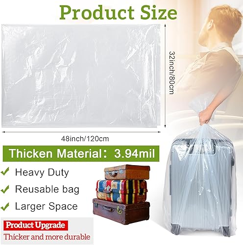 Miniatura 8 de Paquete de 10 bolsas de almacenamiento gigantes transparentes de plástico gigantes, bolsas de plástico grandes para mudanza, bolsas de plástico