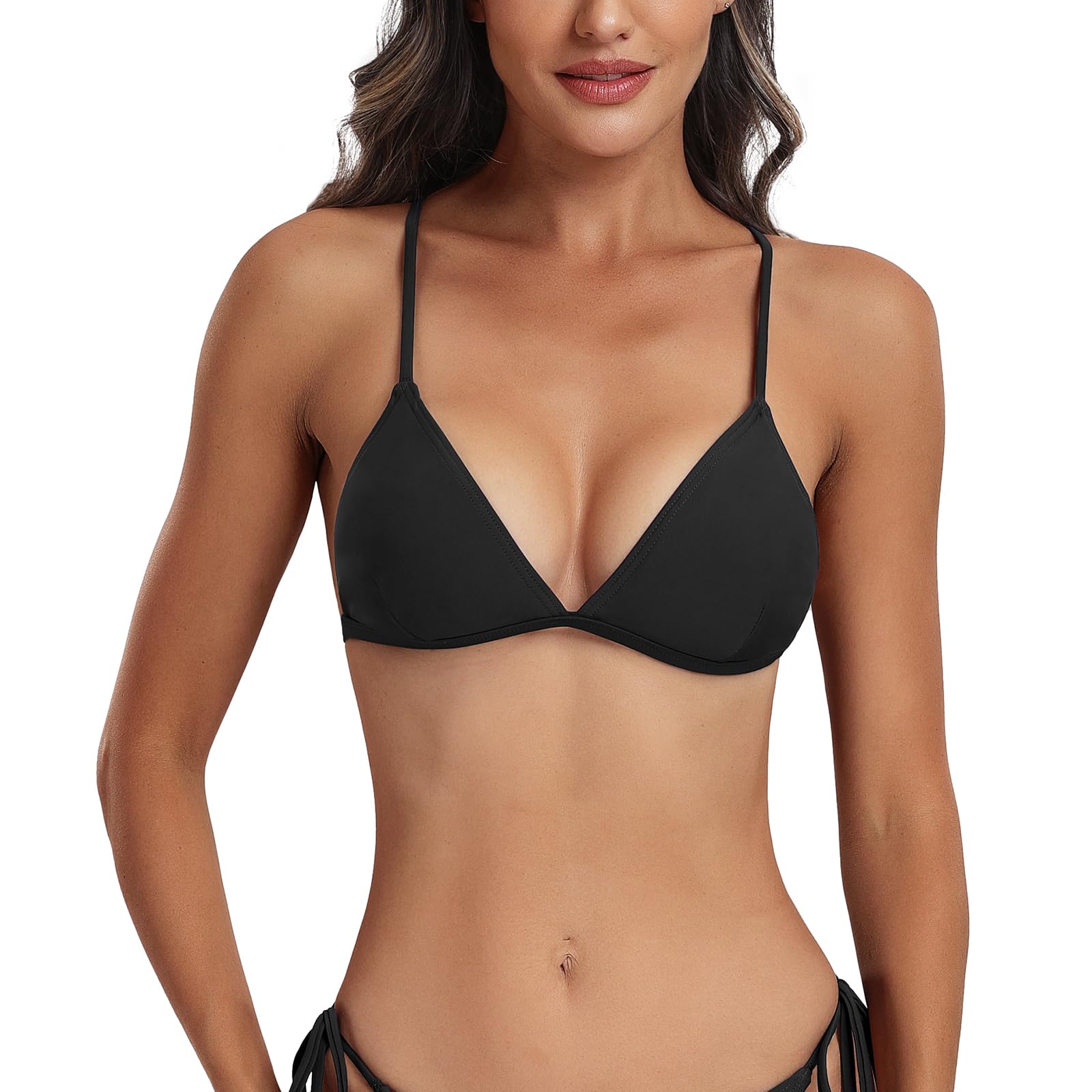 FITTOO Triangle Bikini Top Women's Push Up Sports Bikini Halterneck Sexy Bikini Top with Padding