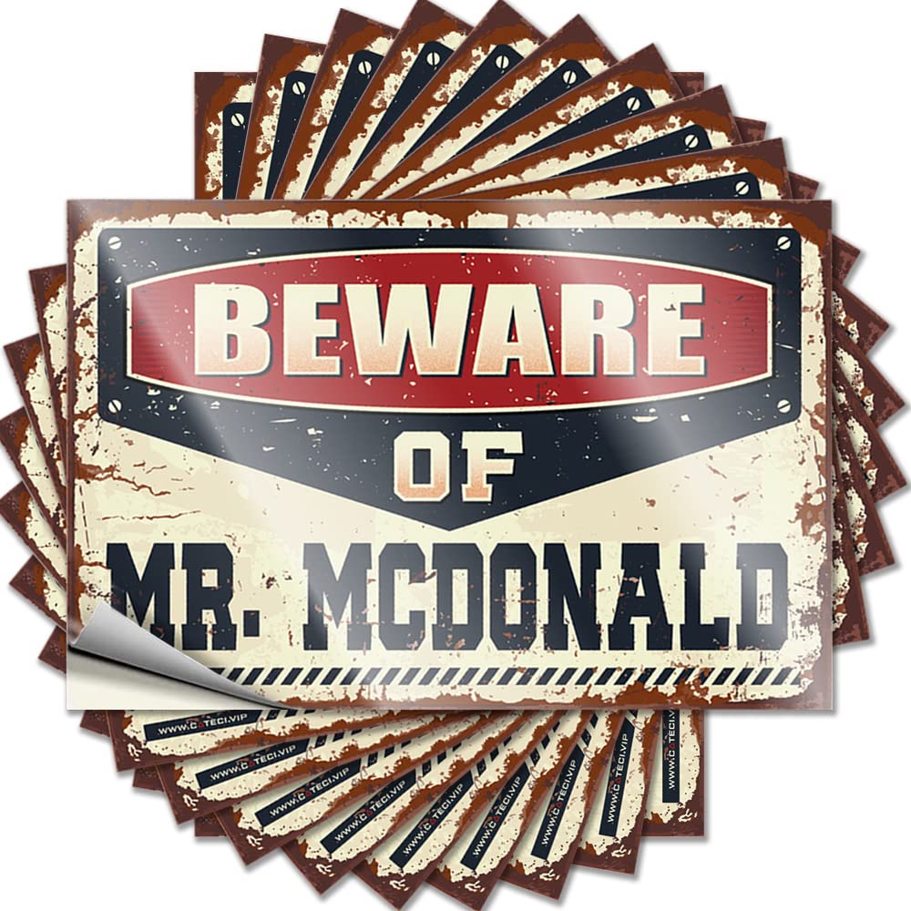 Funny Sticker Beware of Mr. McDonald Funny Sticker 10 Pcs Car Stickers Decal Stickers for Cars(8X12CM)