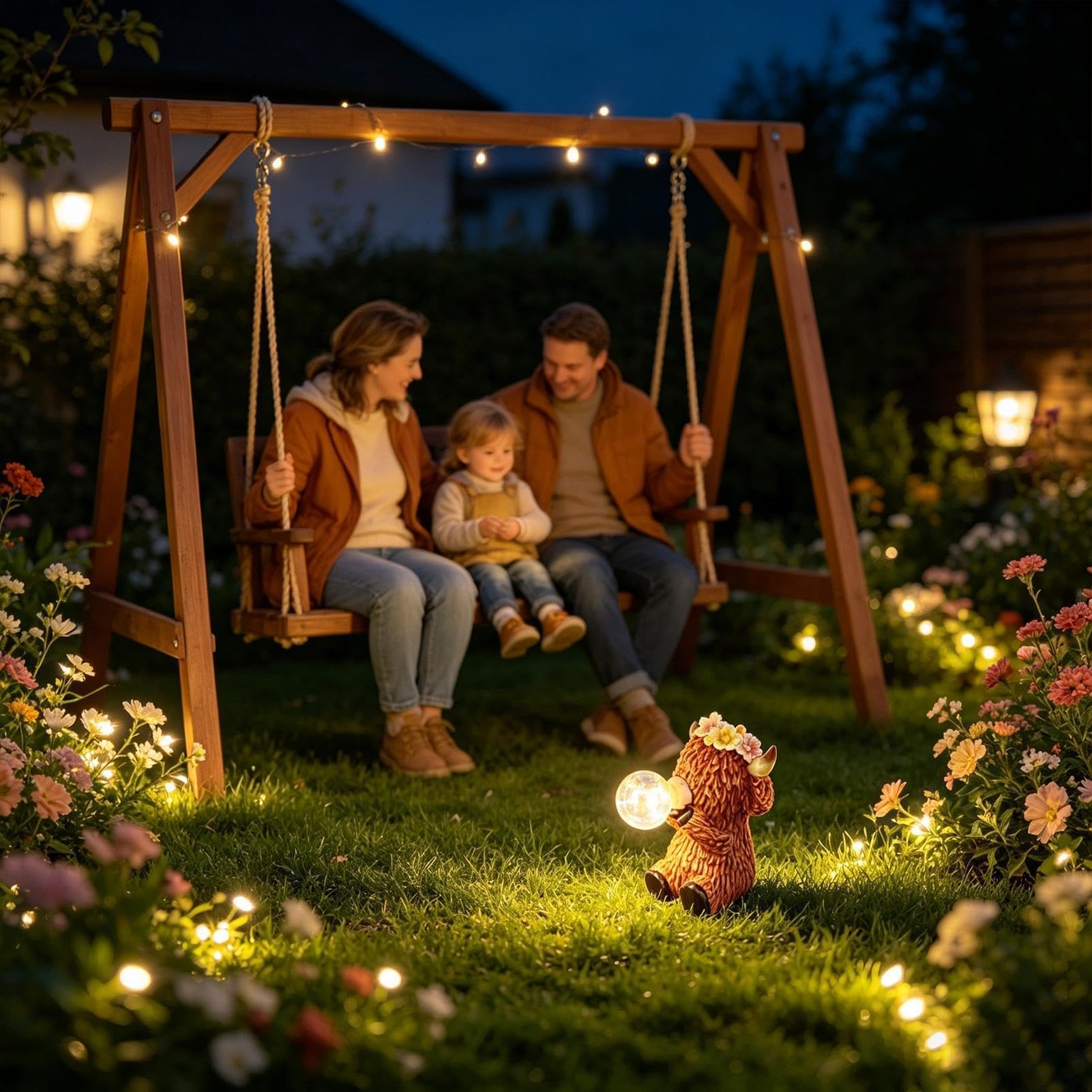 Estatua de vaca para jardín exterior | Figuras de animales solares de resina con luz solar e impermeables - Estatua para jardín interior y exterior - para alféizar de ventana, escritorio, balcón, por