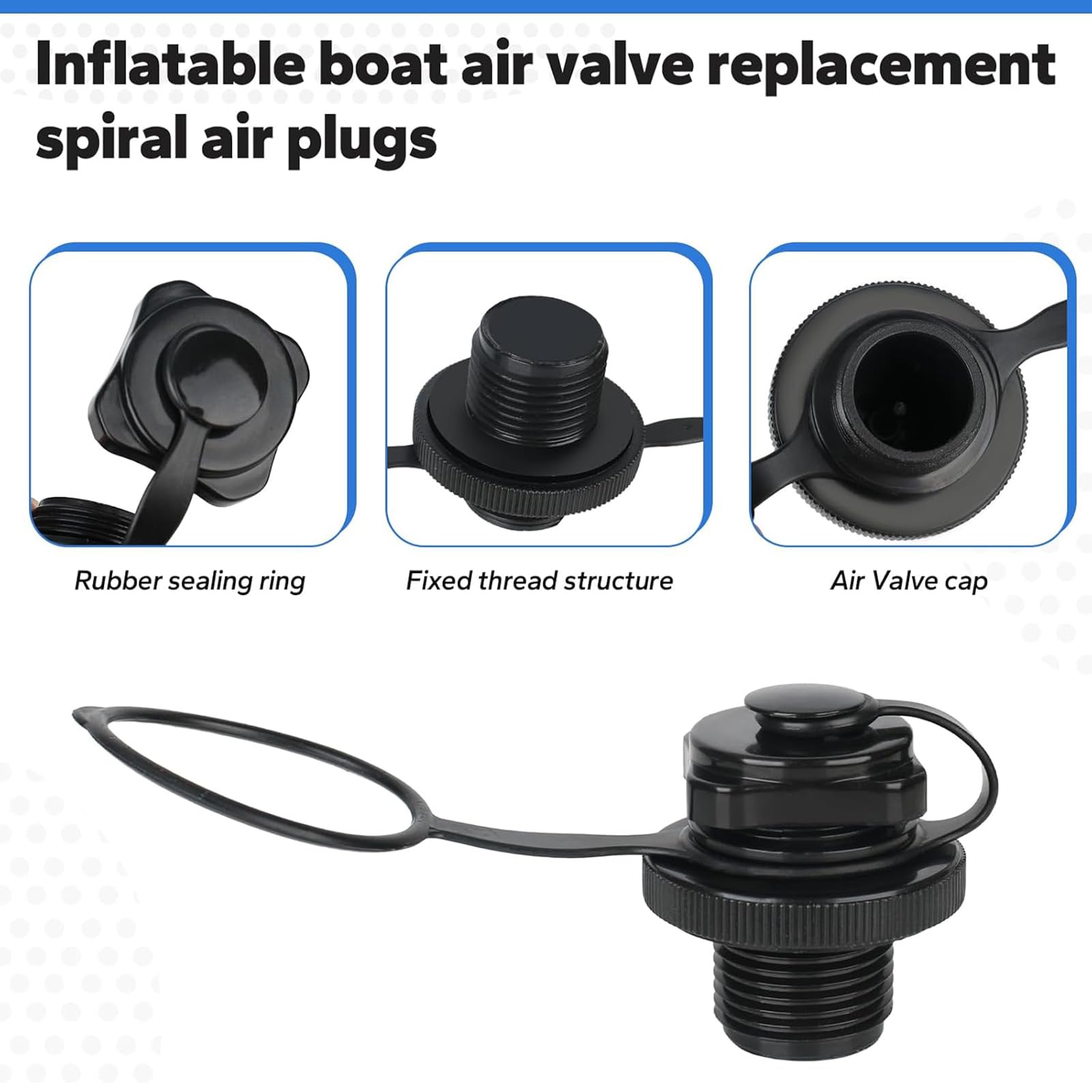 3 Stücke Schlauchboot Ventil Kajak Ventil Aufblasbare Luftventil,Ersatz Schraube Luftventil für Luftbett,Fischerboote,Floß Pool