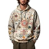 Mens Hoodies Pullovers Mandala Style Hooded Sweatshirt Baggy Pullovers with Drawstring Hooded Neck Hoodies