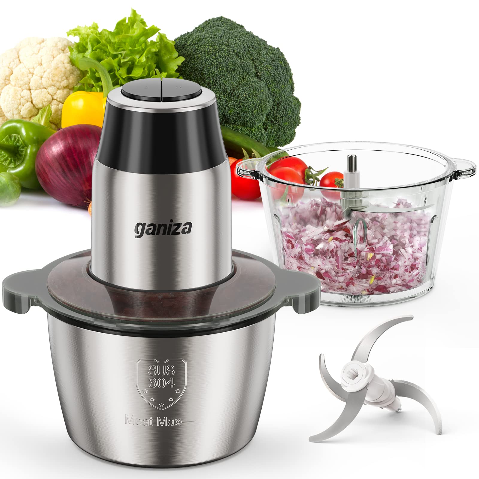 SUS 304 - Cuenco de acero inoxidable compatible con procesador de alimentos  GC10 y GC10-SS, 1 unidad, 8 tazas 3