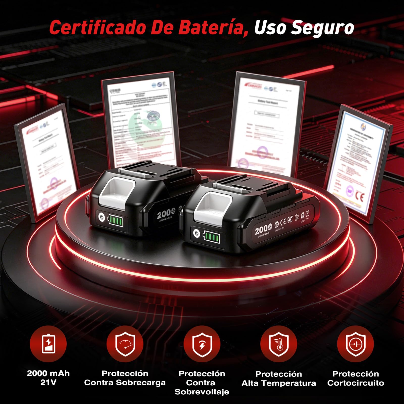 Pulidora de Coche Inalámbrica con 2x21V de 2000 mAh (hasta 6000 RPM), kit de Almohadillas y Pulidores de Coche 6", Ideal para Pulido, Encerado y Detallado de Vehículos