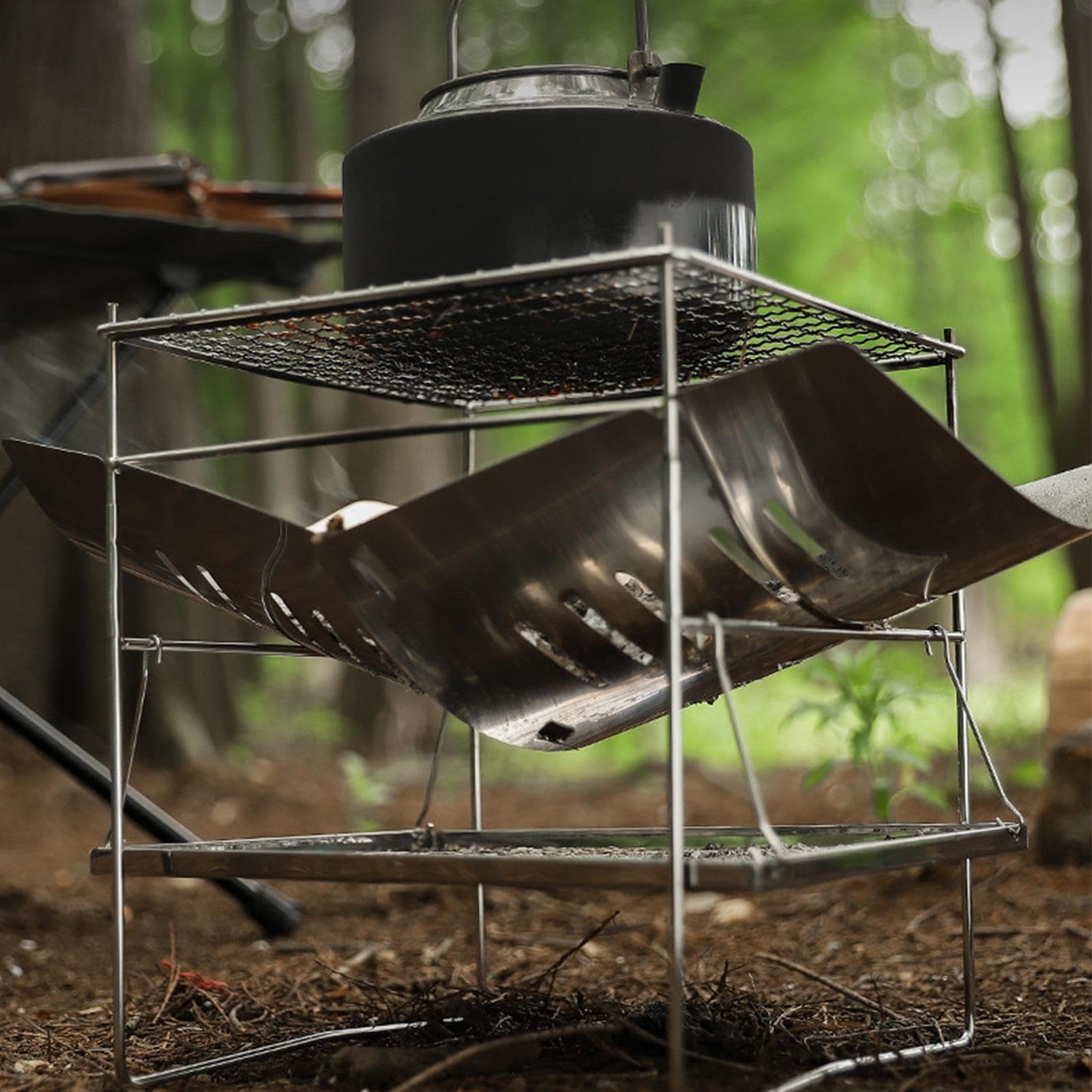 Poêle À Bois - Poêle À Bois Portable Léger,Grill Pliant Léger pour Randonnée Pêche Pique-Nique en et Cuisine en Extérieur