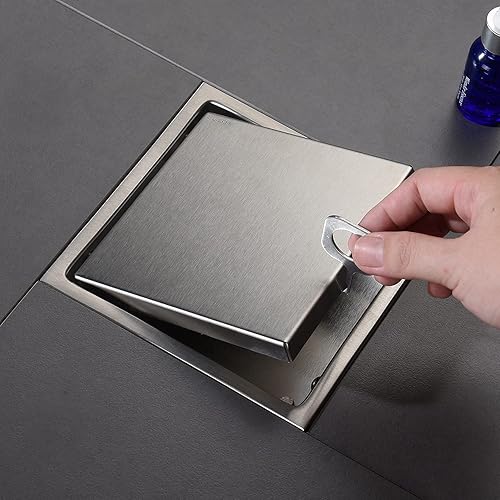 Miniatura 10 de DEOKXZ Desagüe de ducha cuadrado dorado cepillado de 6 pulgadas, con cubierta de rejilla extraíble, forma oculta, acero inoxidable SUS304