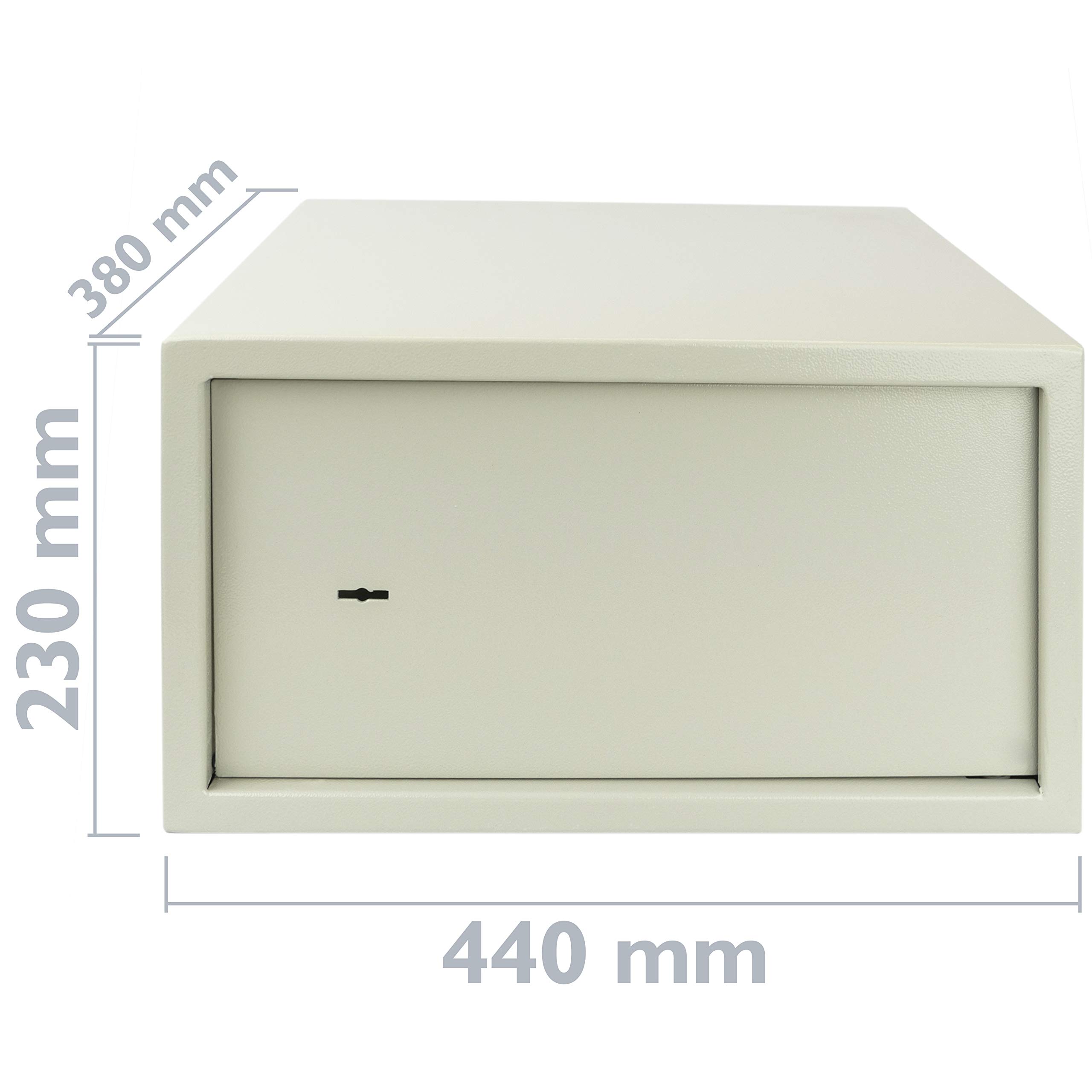 PrimeMatik - Coffre-fort de sécurité en acier avec clés 44 x 38 x 23 cm Beige