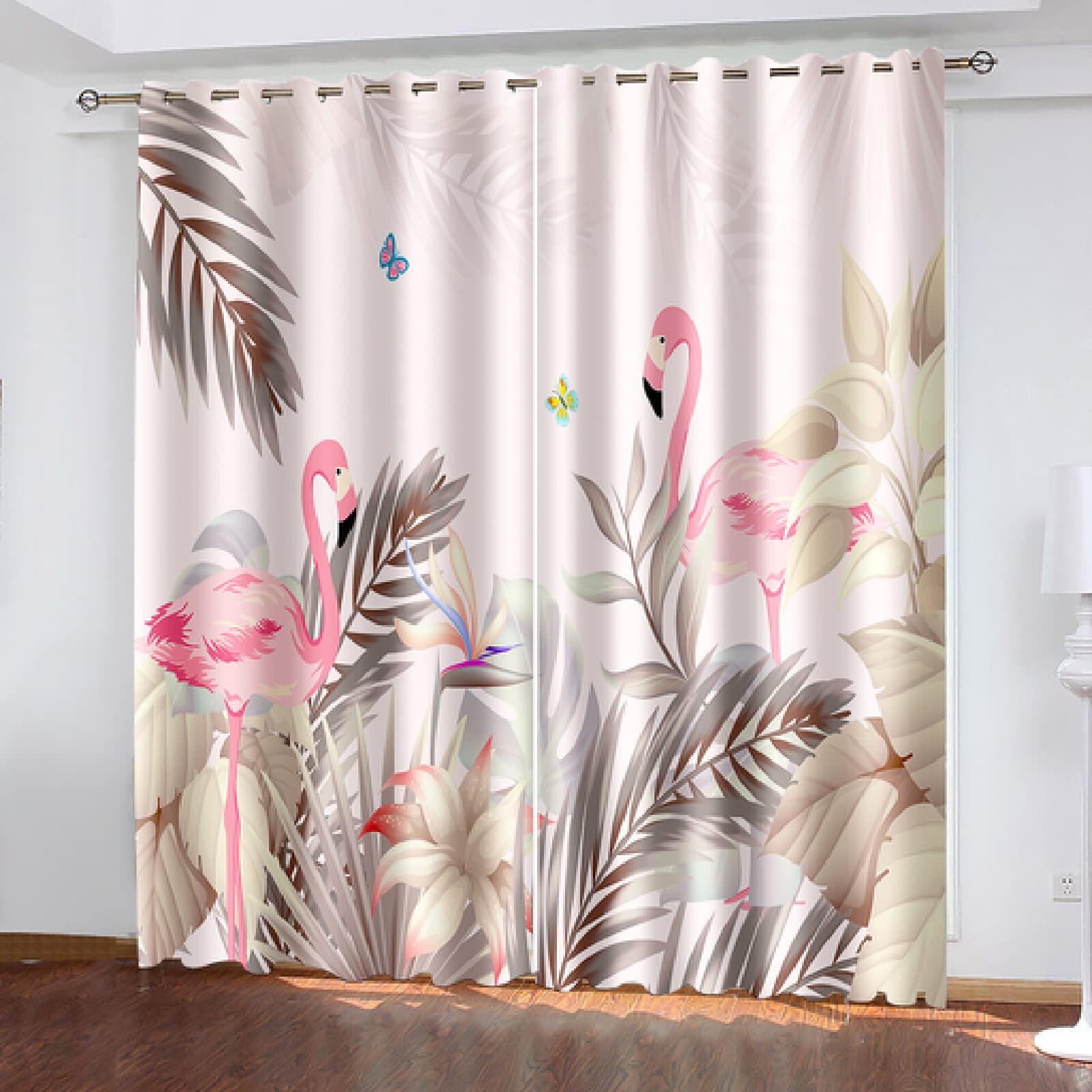 Zasłony zaciemniające flaming motyl taupe zasłony do sypialni salonu energooszczędne zasłony z oczkami redukcja hałasu zasłony zaciemniające izolacja cieplna zasłony i zasłony 2 x 75 x 166 cm