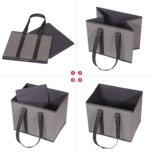 Miniatura 5 de Paquete de 5 bolsas grandes reutilizables para comestibles, plegables, duraderas, resistentes, ecológicas, plegables, cajas de almacenamiento con