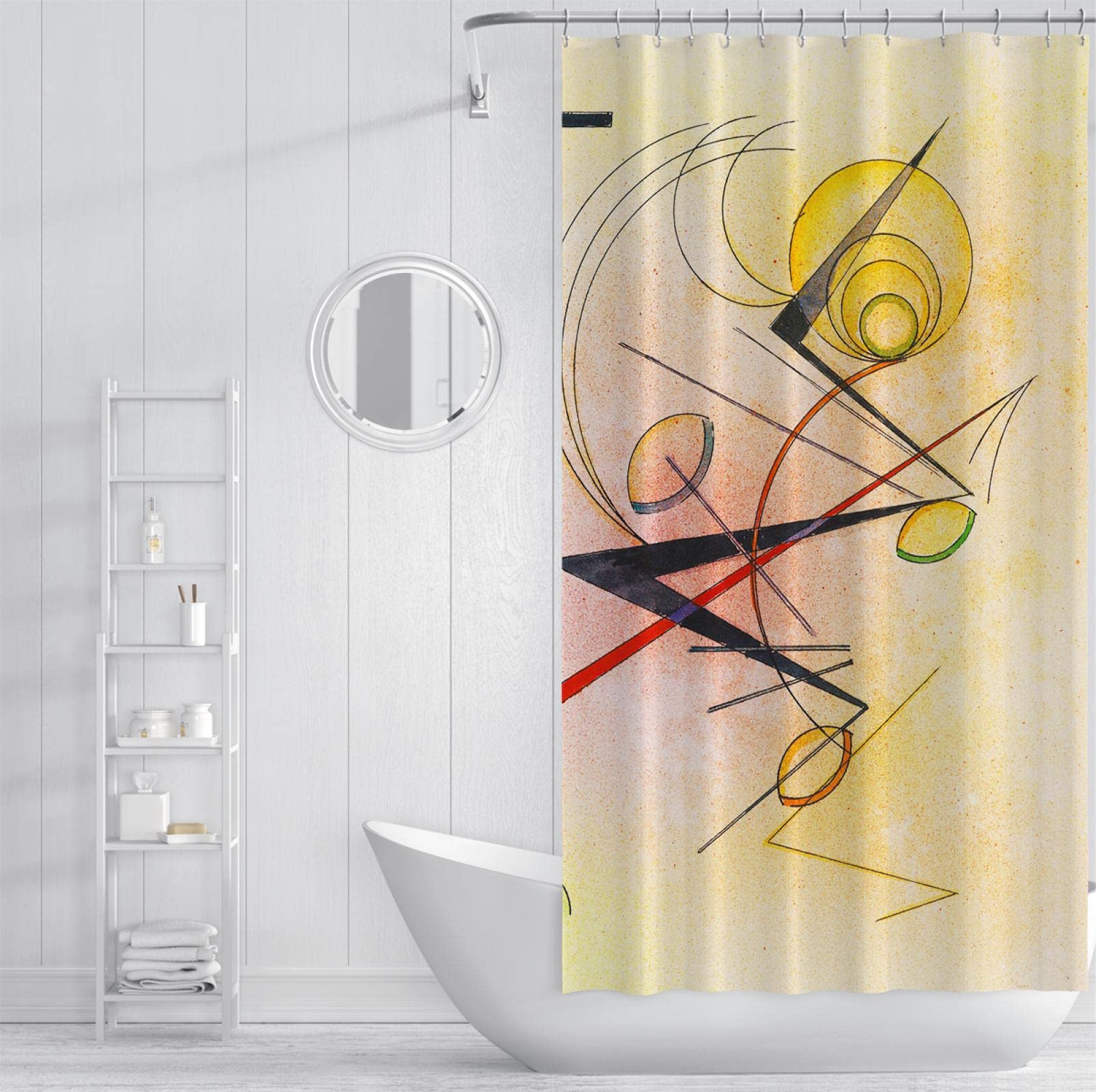 Kandinsky zasłony prysznicowe zabawne fajne abstrakcyjne rustykalne akcesoria łazienkowe ochrona prywatności zasłona prysznicowa zestaw z 12 haczykami 180 x 220 cm