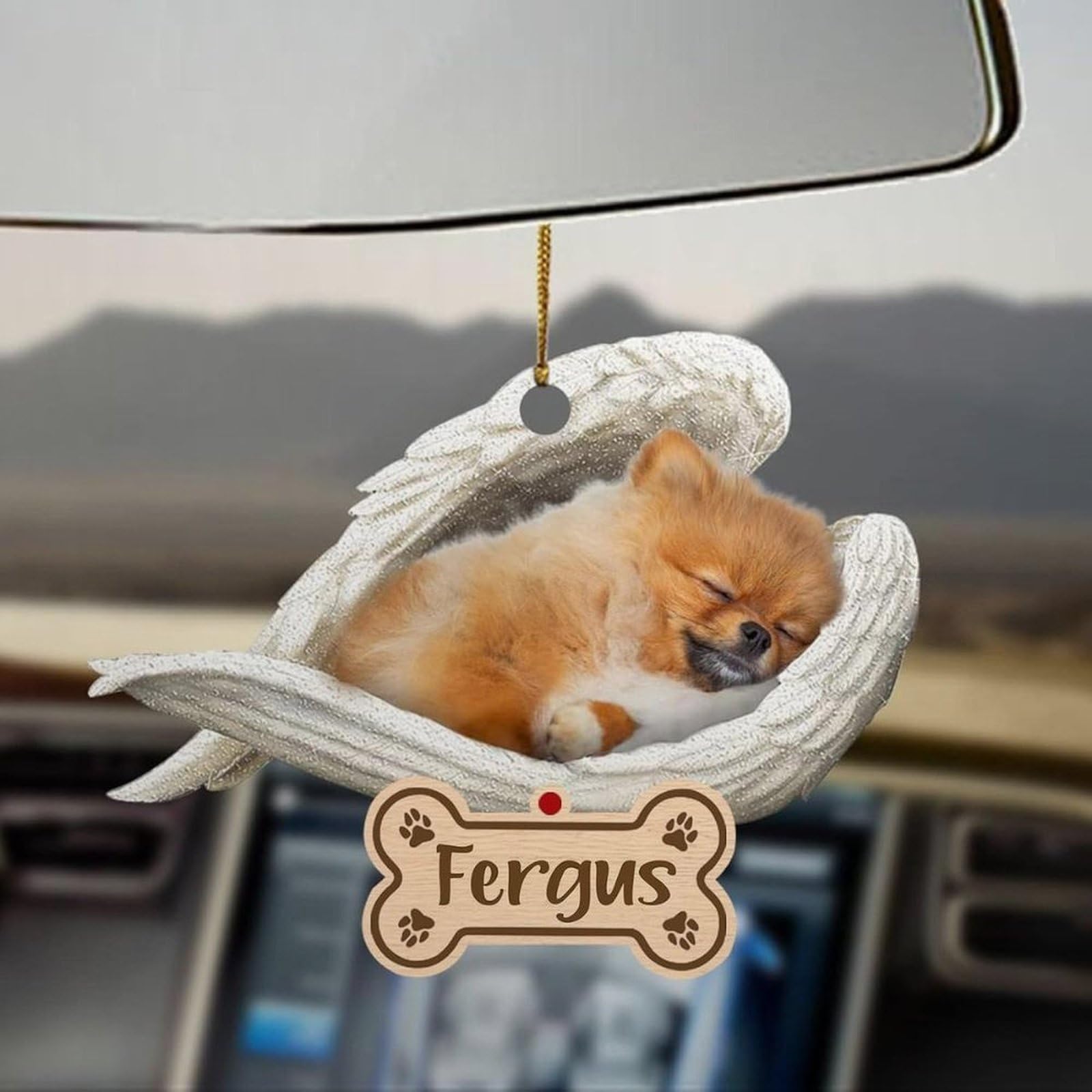 Luckluccy Pomeranian Sleeping Angel Ornament,Acrylic Personalized Dog Memorial,Gift For Pet Loss,Christmas Ornament Remembrance