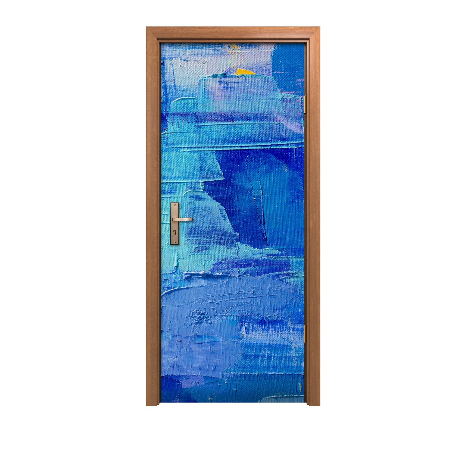 Autocollant de porte Mur bleu 90x200cm pour décoration d'intérieur moderne