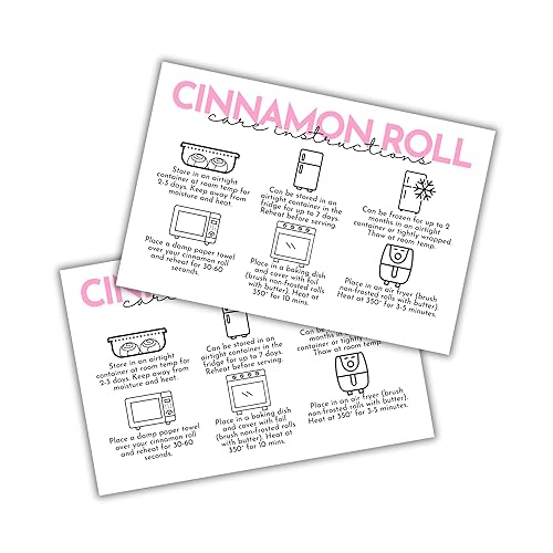Cinnamon Roll Care Instruction Storage Cards | 30 pk 4x6”