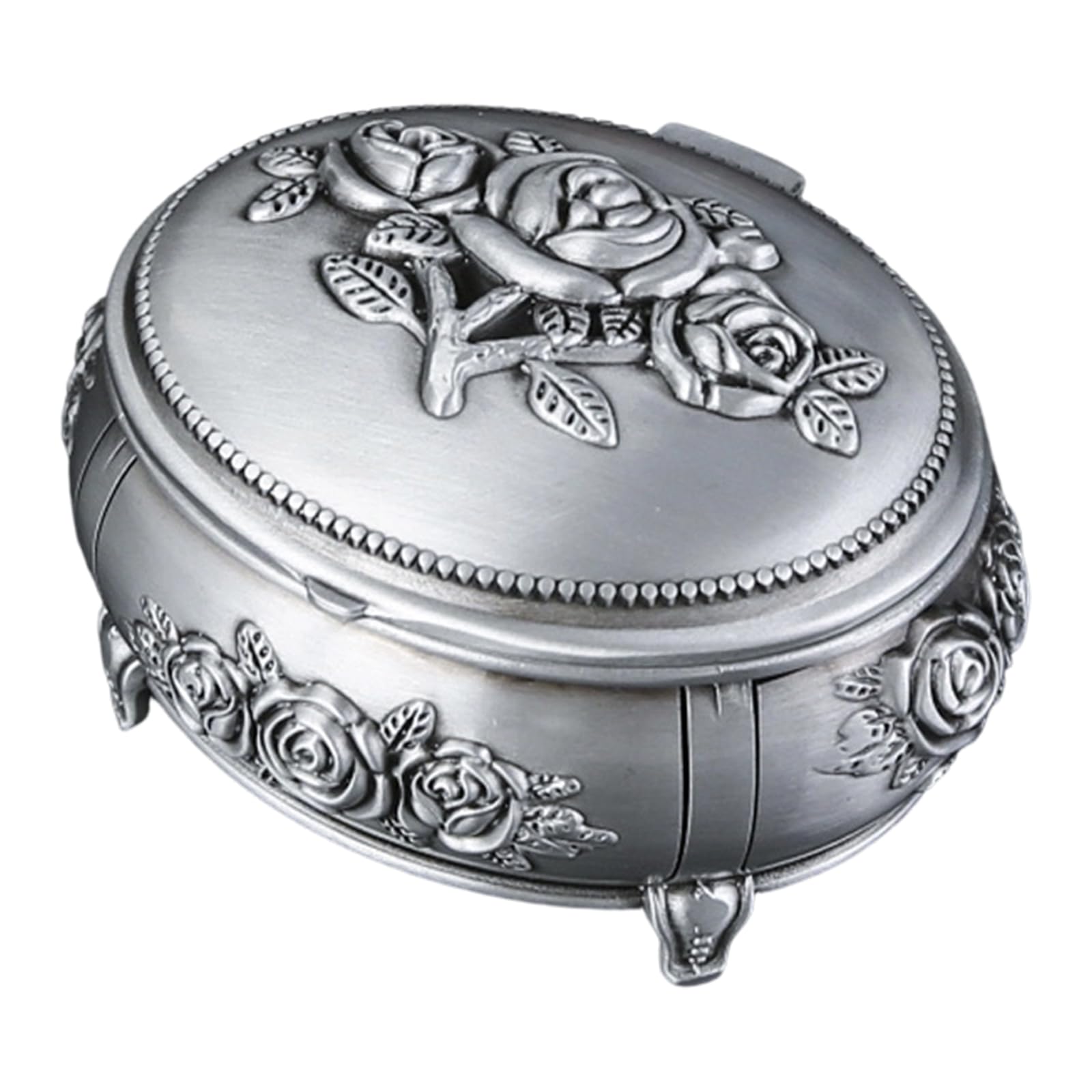 PANGBOER Antique Styles Alloy Storage Box with Colorful Enameled Flowers and Crystals Decorations Antique Jewelry Box with Diamonds