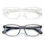 AHXLL Kids Blue Light Blocking Glasses 2 Pack&comma; Anti Eyestrain & UV Protection&comma; Computer Gaming TV Phone Glasses for Boys Girls Age 3-9 &lpar;Clear&plus; Transparent Black&rpar;