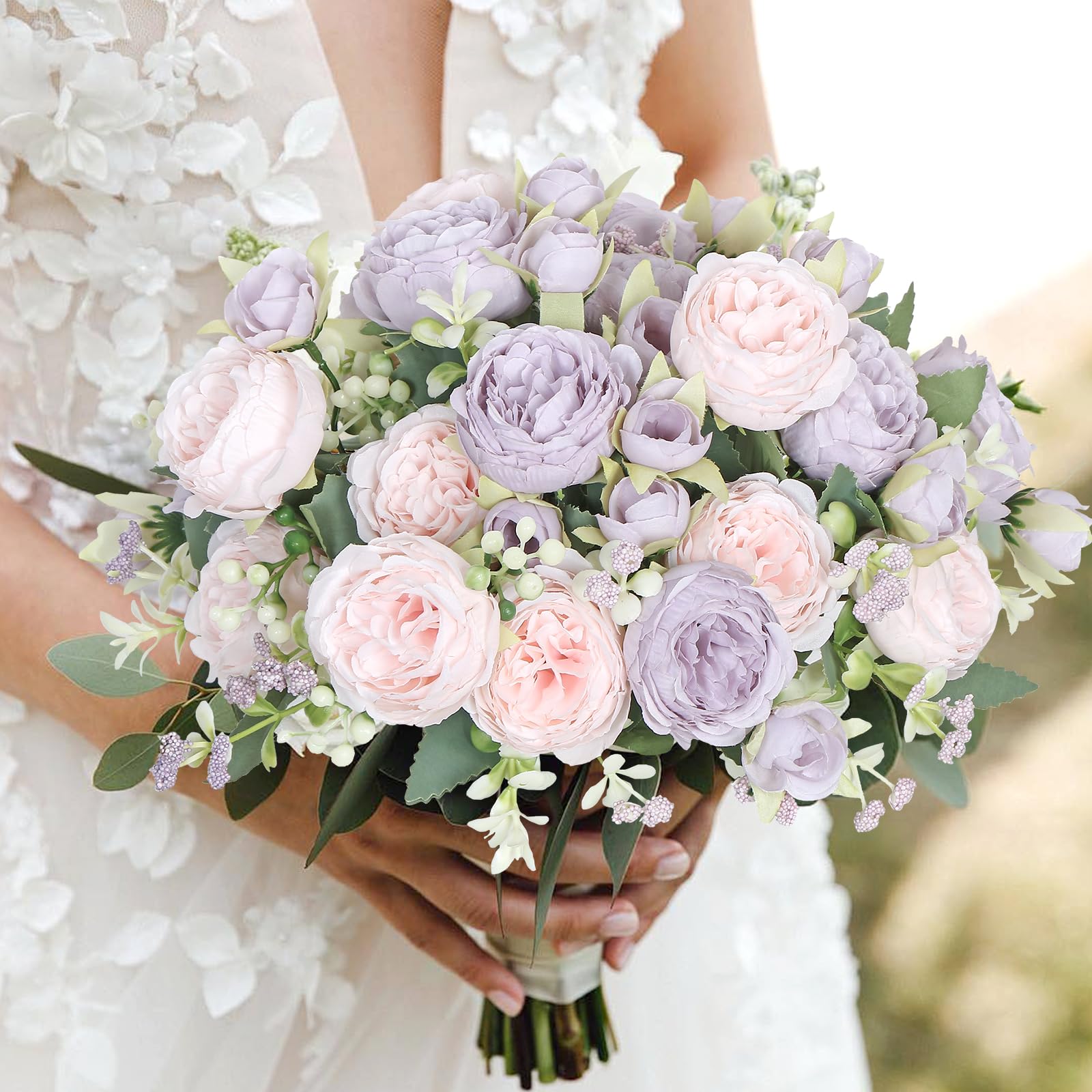 Bouquet di peonie di seta, 1 pezzo, fiori artificiali per matrimonio, per la casa e la tavola, bouquet a goccia/bouquet di calle al tatto, per damigelle d'onore - Italia
